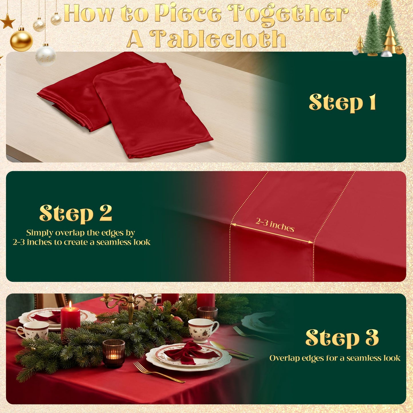 COSINIA 4 Pack Red Satin Tablecloth 58 x 102 Inches, Rectangular Satin Table Cloths for Wedding Reception, Birthday Party, Graduation & Holiday Banquet Tables