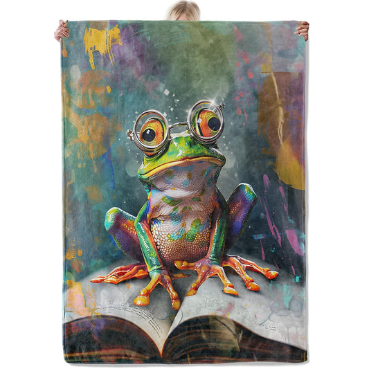 Aonimonis Colorful Frog Throw Blanket Gifts for Women Adults Girls, Soft Fuzzy Warm Cozy Flannel Blankets for Bedroom, Travel, Couch, Home Decor 50x60 in