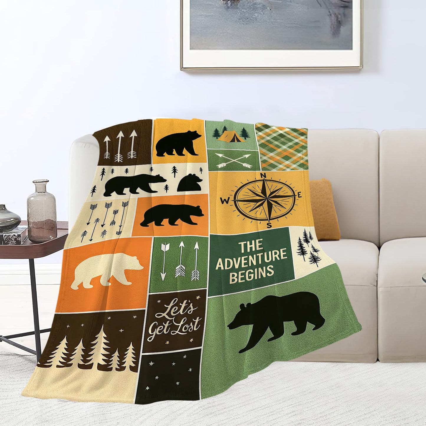 Bear Blanket Cabin Bear Throw Blanket Soft Warm Cozy Fleece Fuzzy Plush Wild Animal Flannel Blankets Gifts for Boys Girls Women Kids Adults 40"X50"