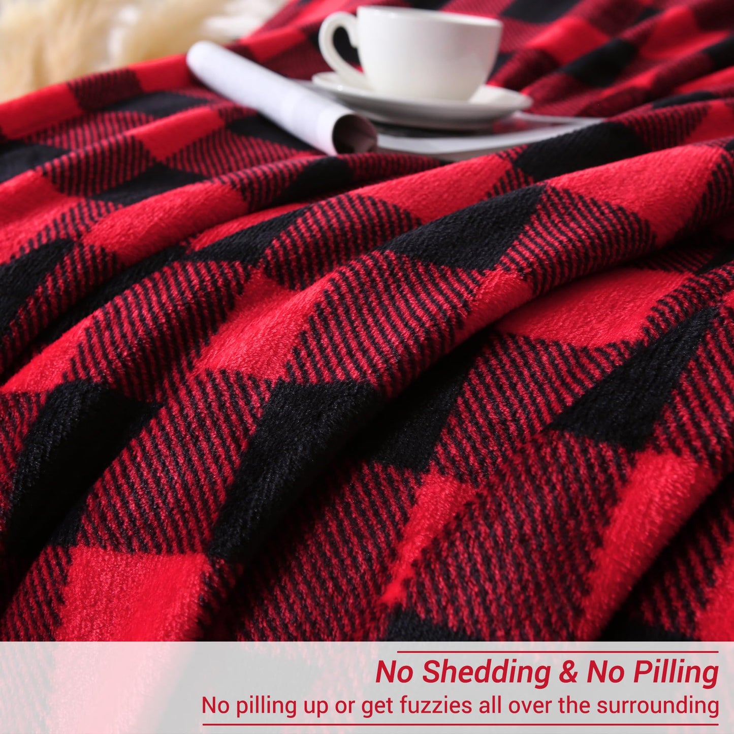 Viviland Checkered Blanket King Size - Soft Fuzzy Cozy Buffalo Plaid Microfiber Blanket for Bed, 90x108 Inches