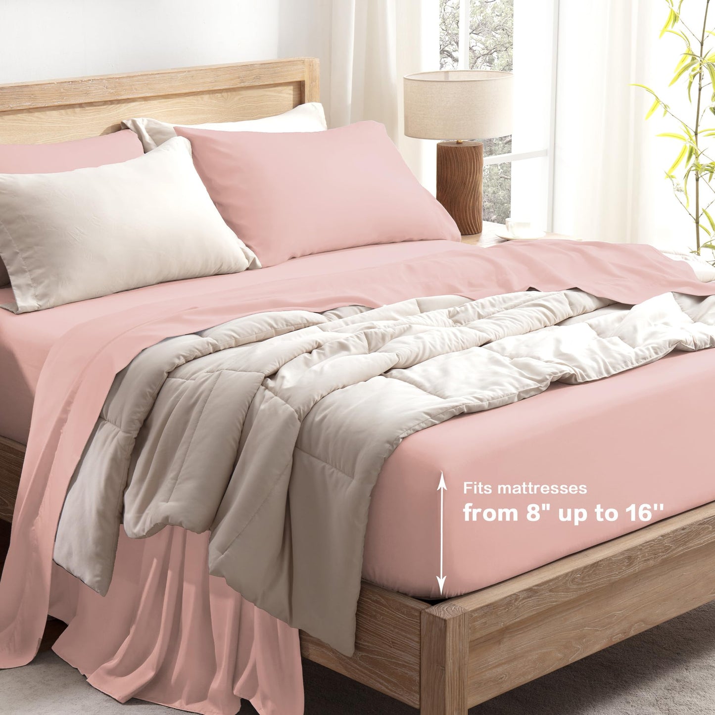 Andency Blush King Size Sheets Set, 100% Viscose Derived from Bamboo, Cooling King Sheets, Deep Pocket Up to 16", Silky Soft Bed Sheets, Hotel Luxury Breathable Bedding Sheets & Pillowcases…