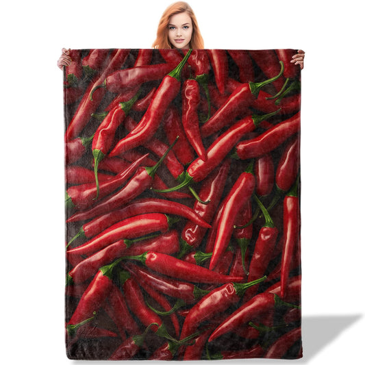 Plistiz Pepper Throw Blanket - 50x60 Inch, Red Pepper Flannel Throw for Home Decor, Perfect Gifts for Women