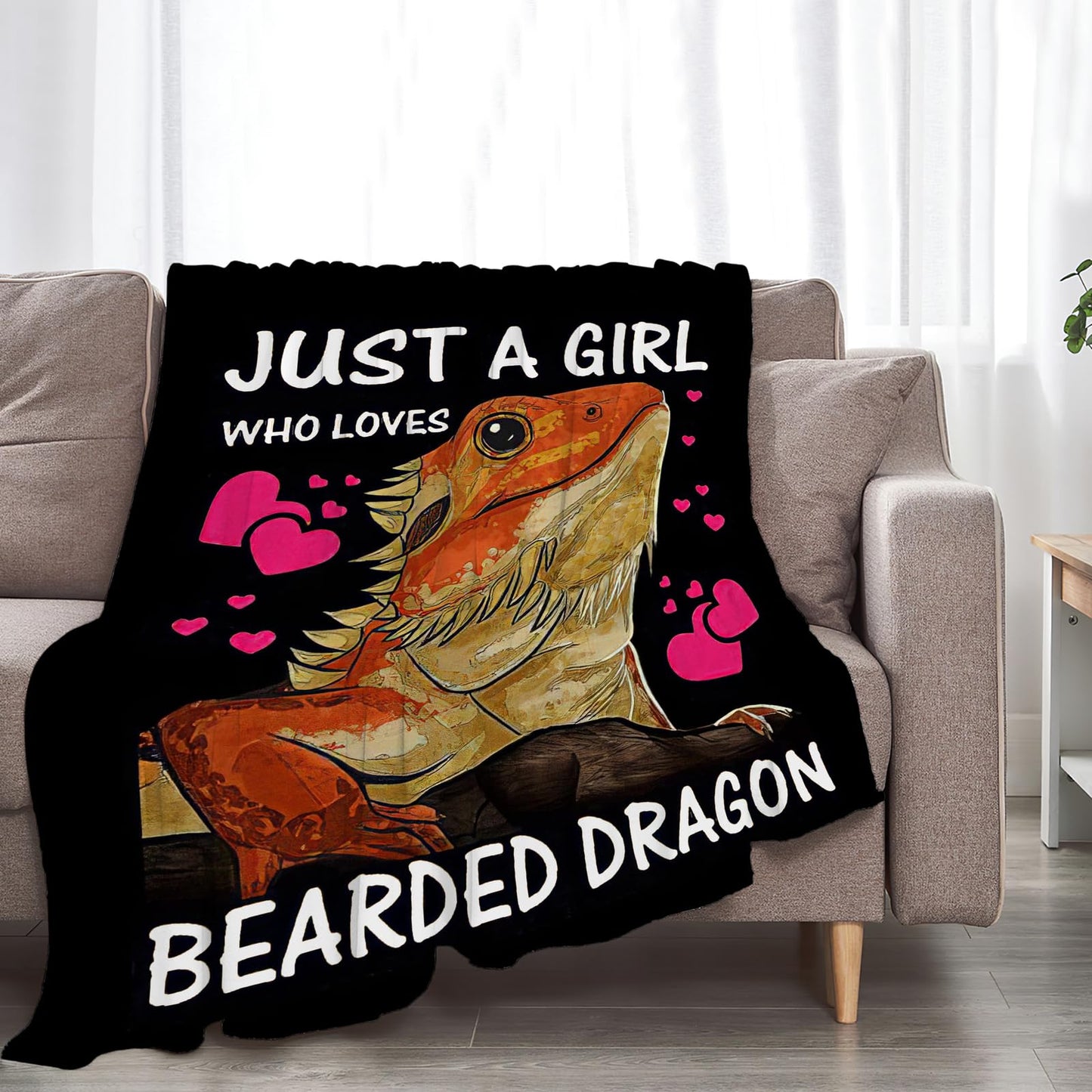 Bearded Dragon Blanket Just A Girl Who Loves Bearded Dragon Throw Blankets Soft Warm Cozy Fuzzy Plush Gifts for Girls Women Lightweight Fleece Flannel Stuff Decor Gift for Kids Adults Lover 50"X40"