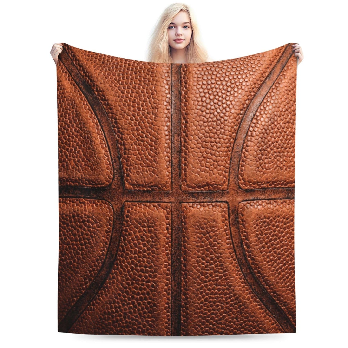 Gbuzozie Basketball Sport Theme Fleece Blanket Lightweight Ultra-Soft Basket Ball Texture Throw Blanket for Sofa Couch Bed Camping Travel - Super Soft Cozy Microfiber Blanket 60"X50"