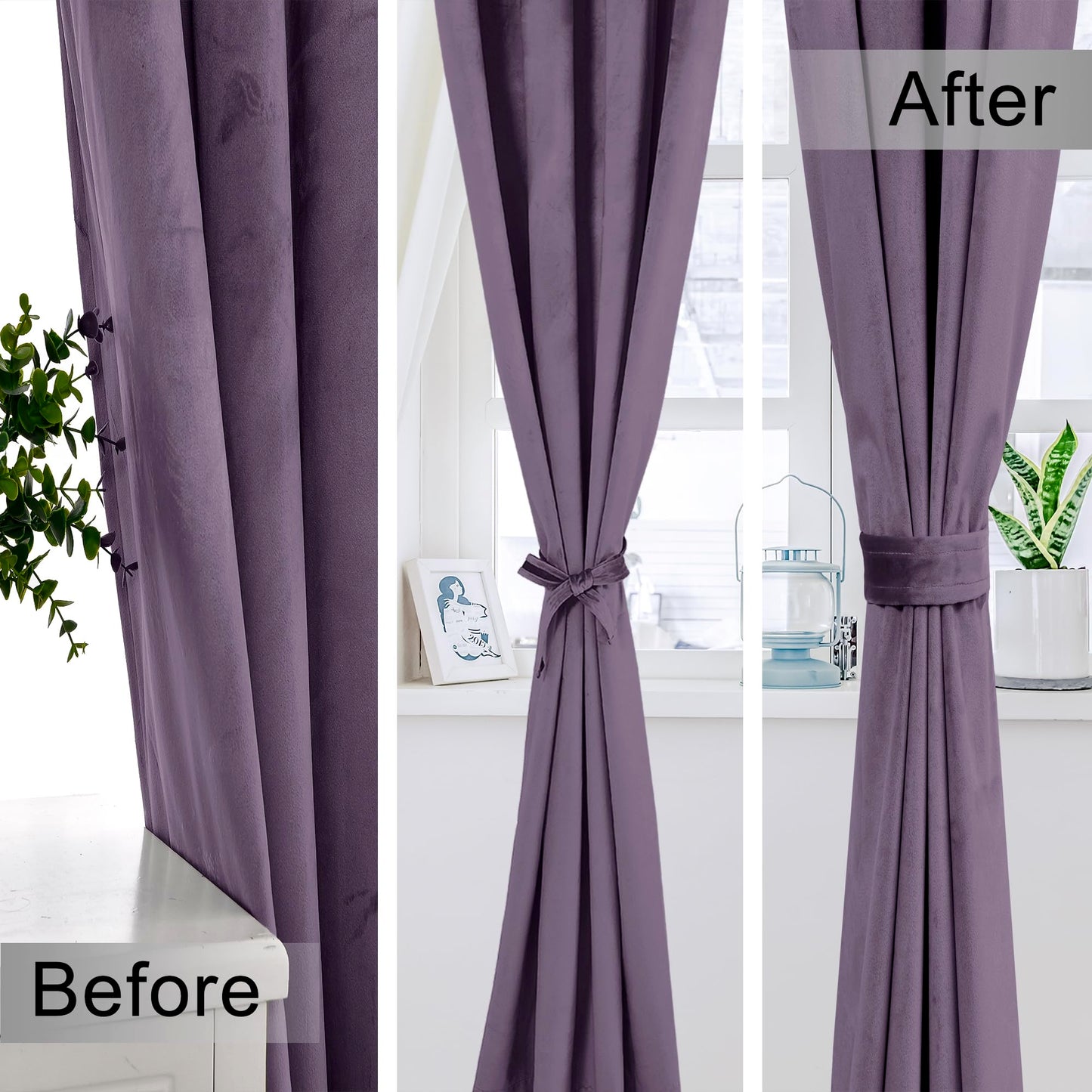 XWZO Purple Velvet Curtains 84 Inches Long, Elegent Soft Luxury Curtains for Living Room, Thermal Insulated Room Darkening Purple Curtain for Bedroom Decor, Velvet Drapes Set 2 Panels