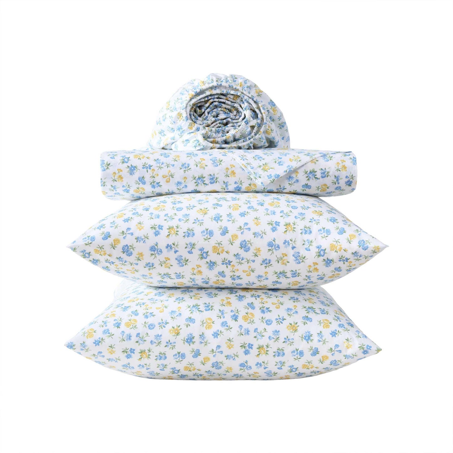 Laura Ashley - Twin Sheet Set, Crisp & Cool Cotton Percale Bedding for Year Round Comfort, Deep Pocket, Bed Sheets with Matching Pillowcase (Ditsy Doodle Blue)