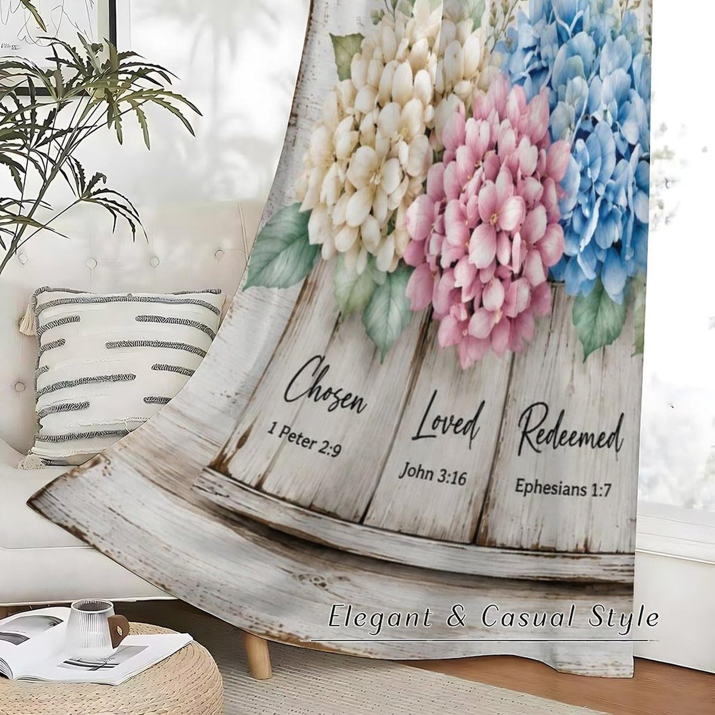 Tificats Farmhouse Kitchen Curtains,Modern White Cafe Hydrangea Flower Inspirational Quotes Blackout Rod Pocket Window Treatment for Dining Room Bathroom Laundry Room21 W x 45" L (Pack of 2)