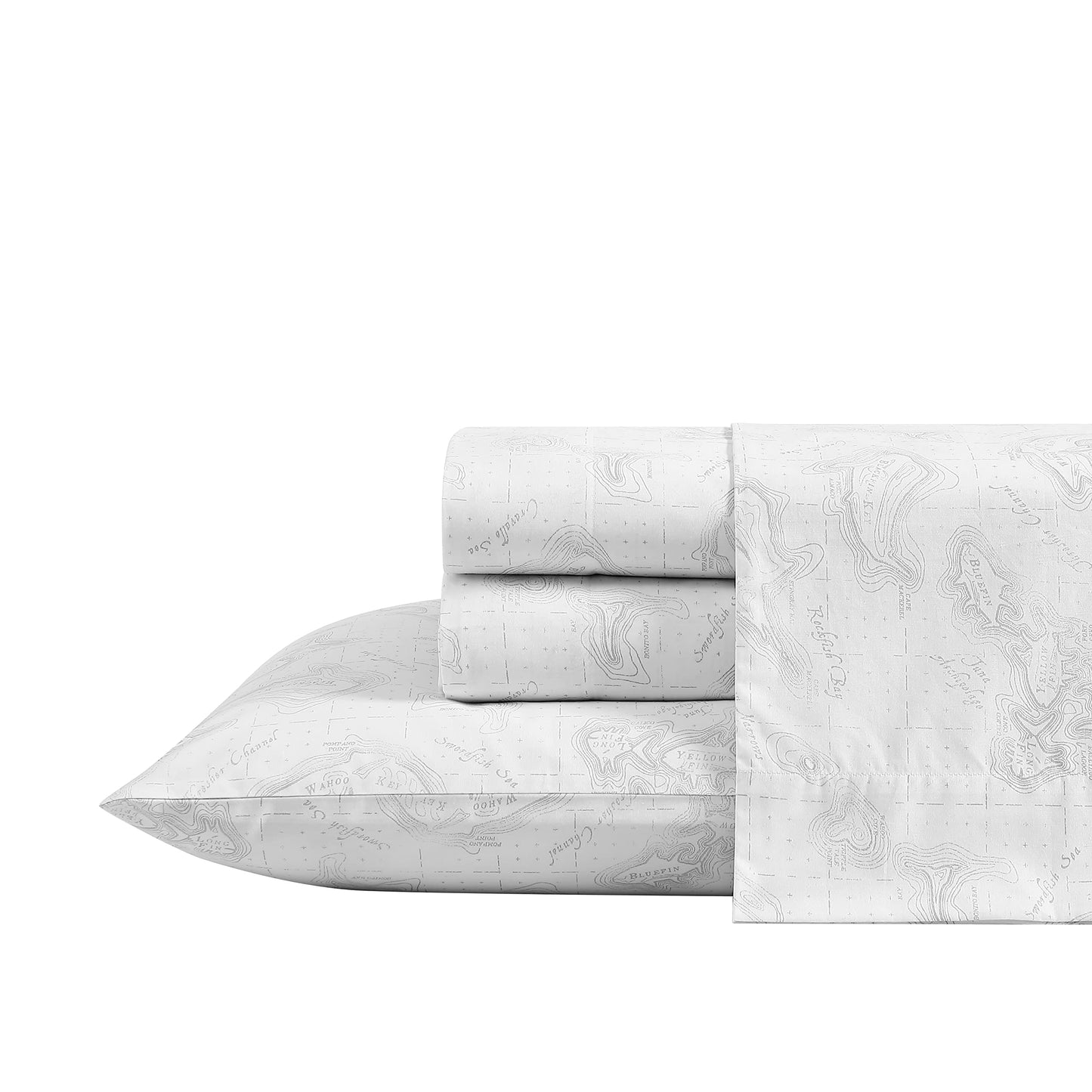 Eddie Bauer - Twin Sheet Set, Cotton Percale Bed Sheets, Crisp & Cool, Ideal Dorm Essentials (Fish ATOL, Twin)