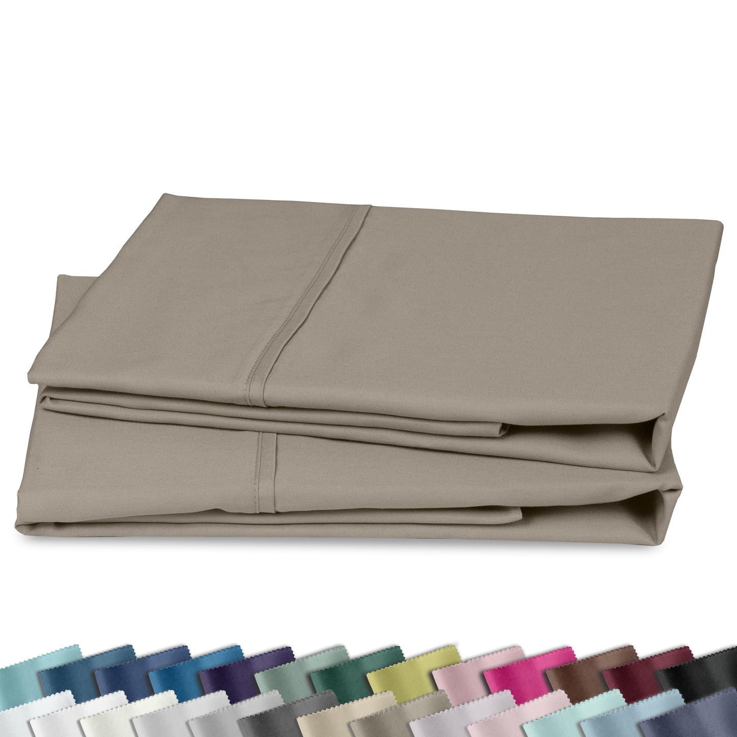 California Design Den Standard Queen Size Pillowcase Set - 400 Thread Count, 100% Cotton Sateen, Set of 2 Pillow Covers, Soft and Breathable - Taupe