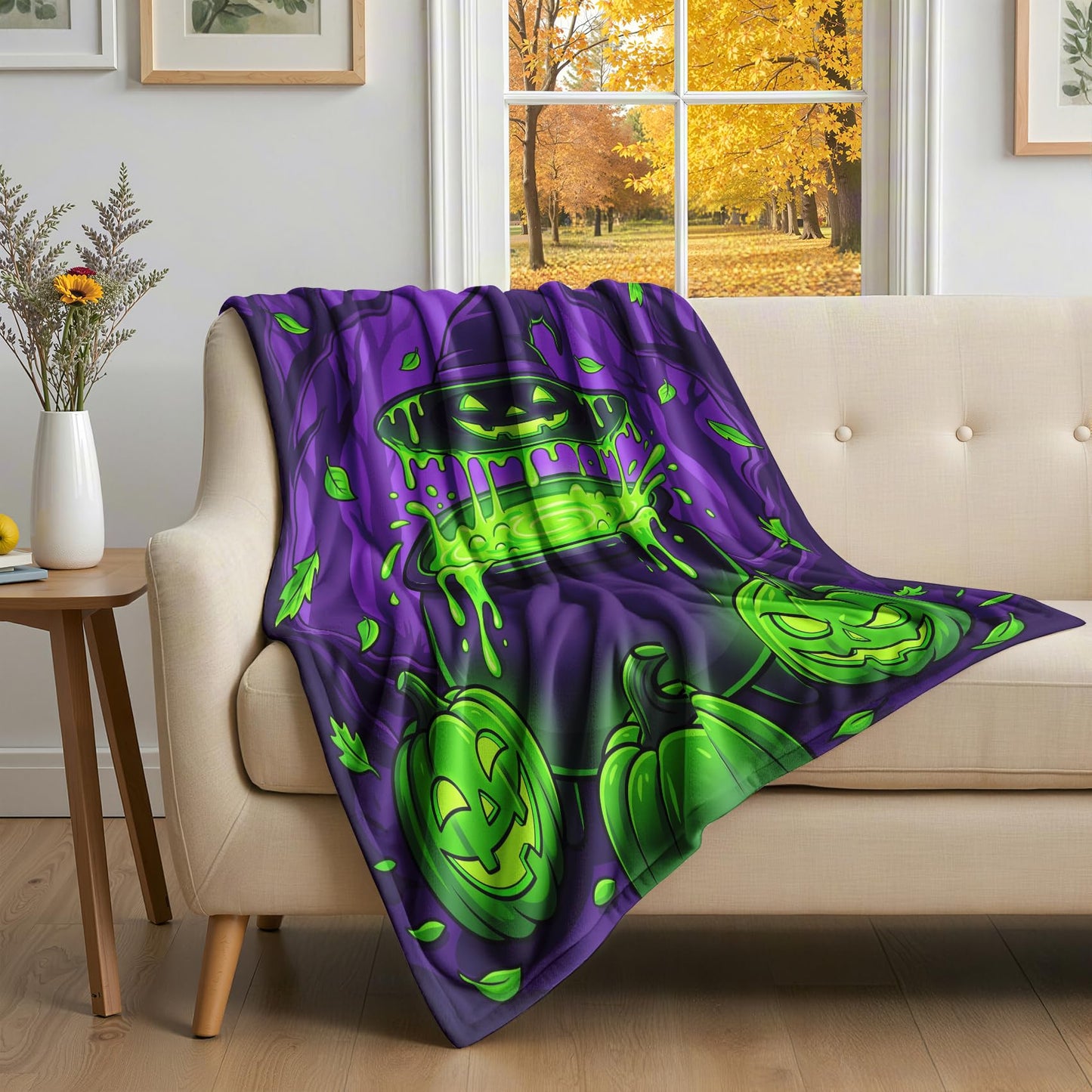 GEDAEUBA Pumpkin Blanket Halloween - Spooky Witchy Jack O Lantern Fleece Blanket Throw, Soft Cozy Blankets & Throws for Couch, Bed, and Sofa, 50x60 inches