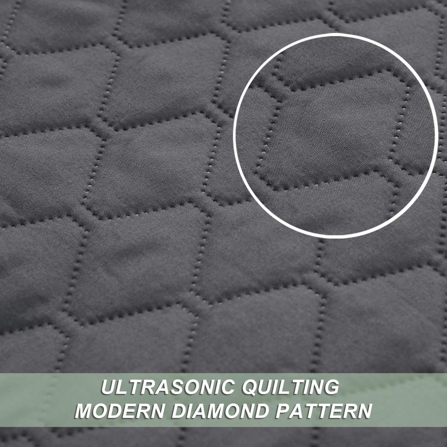 Exclusivo Mezcla Reversible King Size Quilt Bedding Set with Pillow Shams, Lightweight Quilts King Size, Soft Bedspreads Bed Coverlets for All Seasons - (Grey, 104"x96")