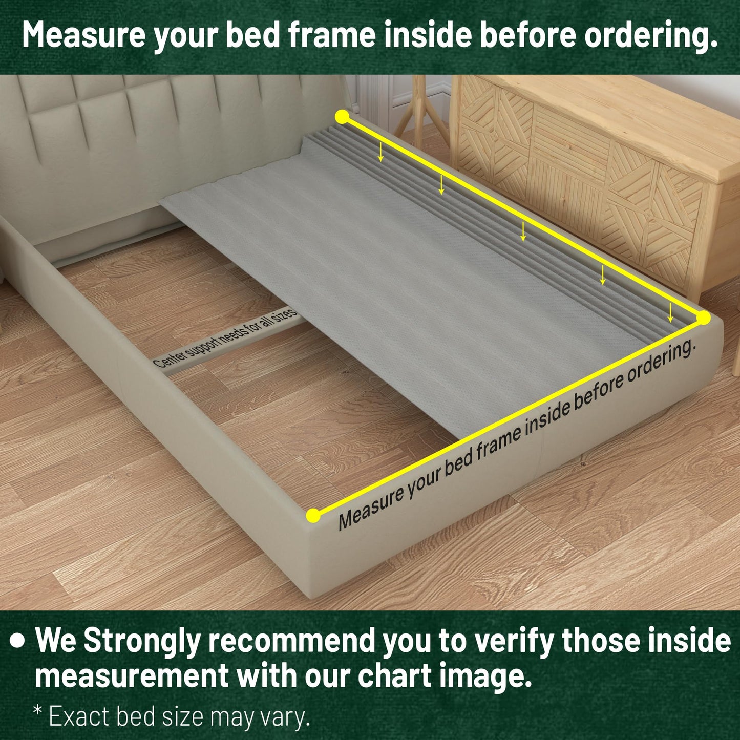 Zayton, Wooden Twin Bed Slats for Support Under Mattress with Cover – Replacement Wood Slats for Twin Size Bed Frame – Under Mattress Support Without Extra Height – 2.38-Inch Standard Width