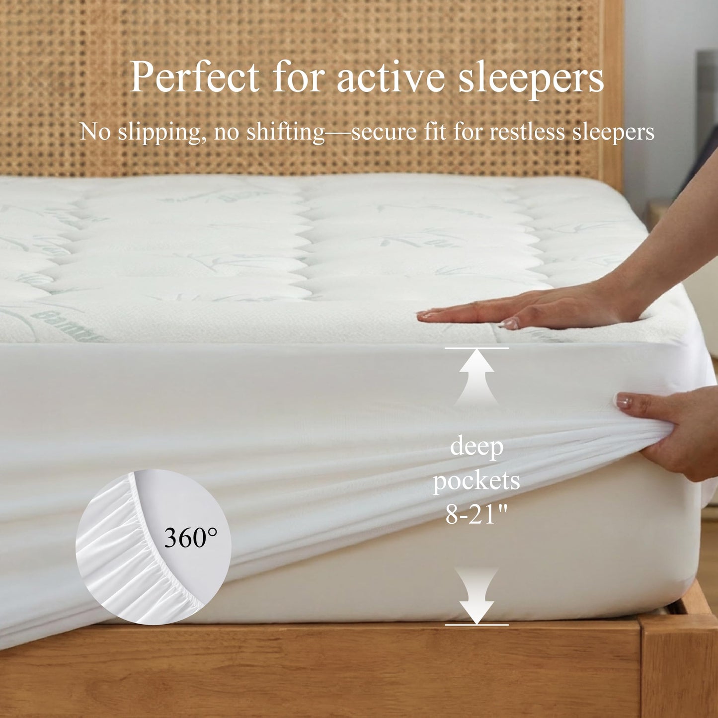 Mattress Topper California King Size - Viscose Made from Bamboo Extra-Thick Pillow Top Mattress Pad for Back Pain Relief - Naturally Cooling for Hot Sleepers with 8-21'' Stretchable Deep Pocket