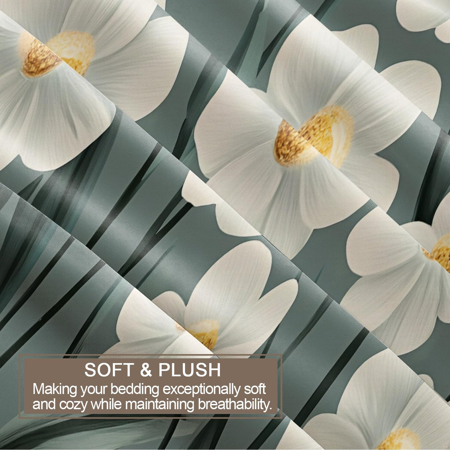 PAISUOQ Floral Duvet Cover Full Size, Abstract Flowers Bedding, 3 Piece, Soft Microfiber Patterned Comforter Cover with Zipper Ties & 2 Pillowcase, Daisy Florals Bedroom Decor & Gifts