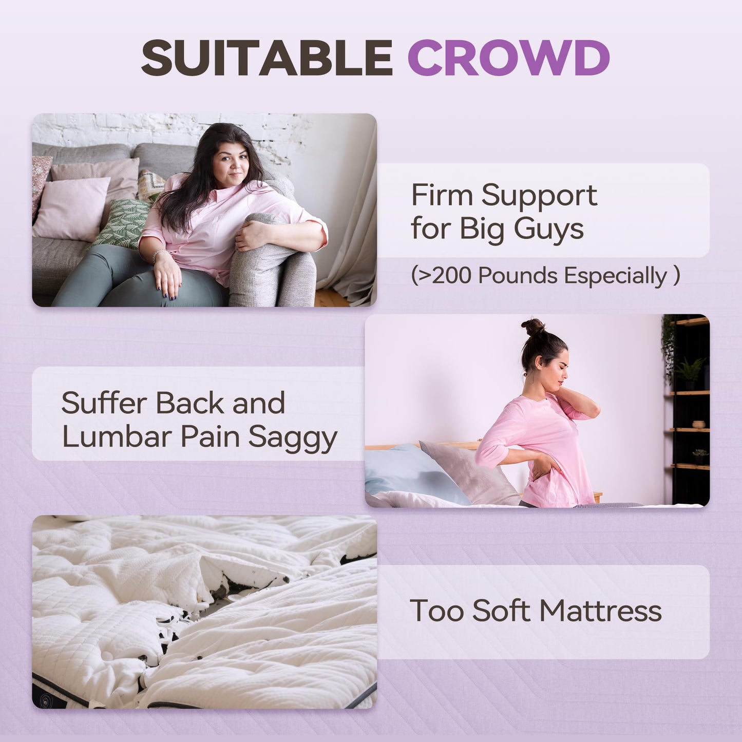 BDEUS 3 inch Extra Firm Memory Foam Mattress Topper King Size for Big Guys, Supportive Mattress Pad for Back Pain Relief, Firm Foam Bed Topper with Senior Grey Cover, 76 × 80 Inch