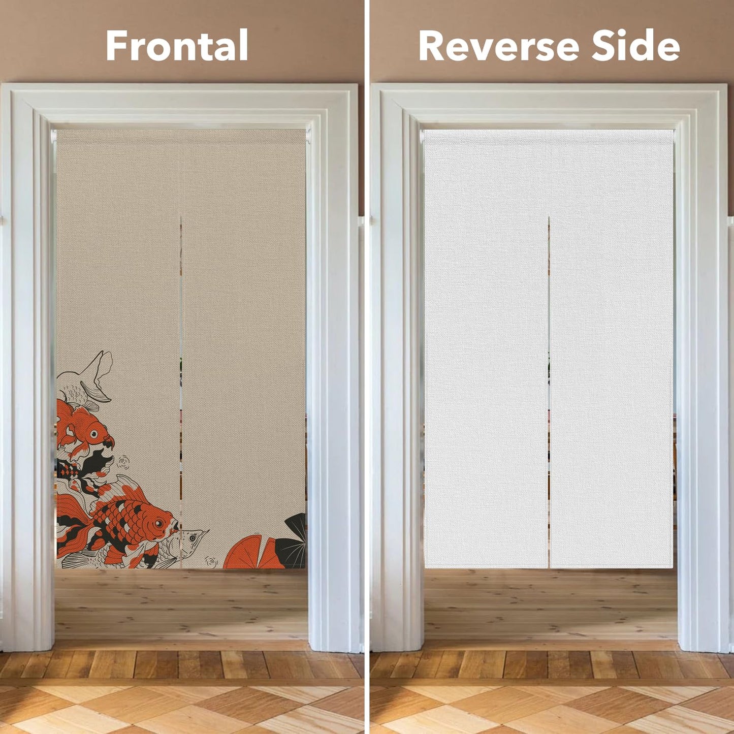 Leowefowa Noren Japanese Doorway Curtain Traditional Koi Fishes Printed Window Treatment Feng Shui Door Curtain Tapestry for Wall Hanging Bedroom Divider Kitchen Partition Home Decor, 33.5"x 70.9"
