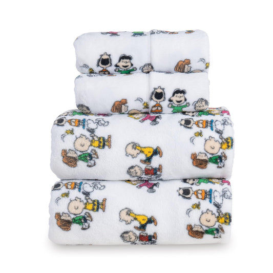 Berkshire Peanuts® Velvetloft® Plush Full Sheet Set,Extra Warm Fleece Sheets,4-Piece Cute Character Snoopy Printed Soft Plush Sheet Set,Laughing Small White