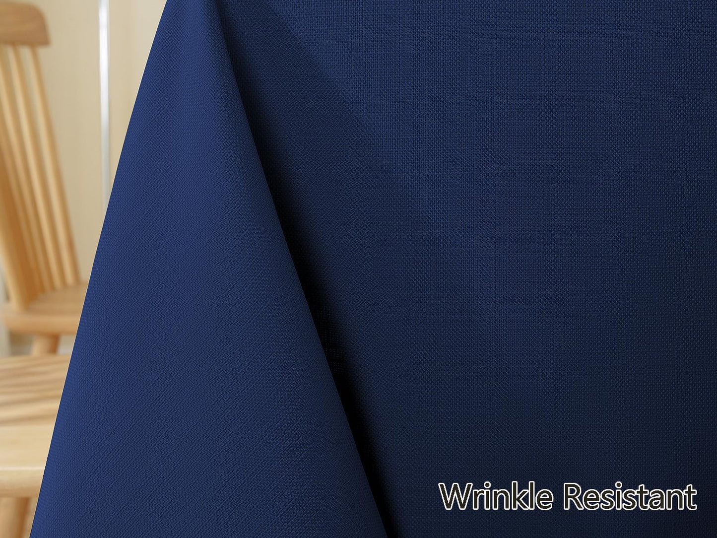 Faux Linen Tablecloth Rectangle Waterproof Washable Natural Textured Fabric Table Cloths, Heavy Weight Table Cover for Dining, Party, Holiday, Indoor, Outdoor (60 x 102 Inch Rectangular, Navy Blue)