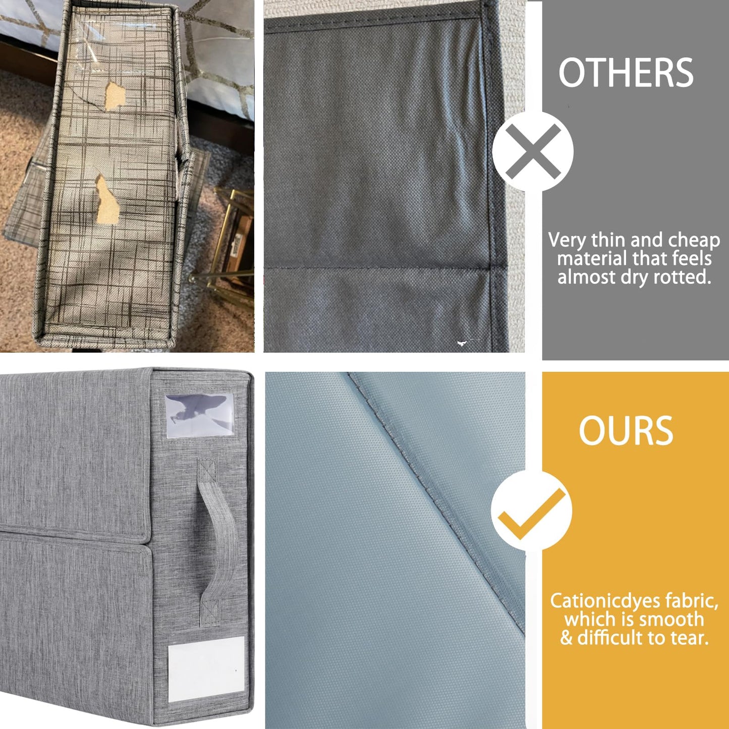 Cosybreeze Bed Sheet Organizers and Storage, Foldable Bed Sheet Set 4 Pack Twin/Full/King/Queen Size Organizing Bedding Container Linen Closet Organizer for Duvet Covers Clothes Towels, Grey