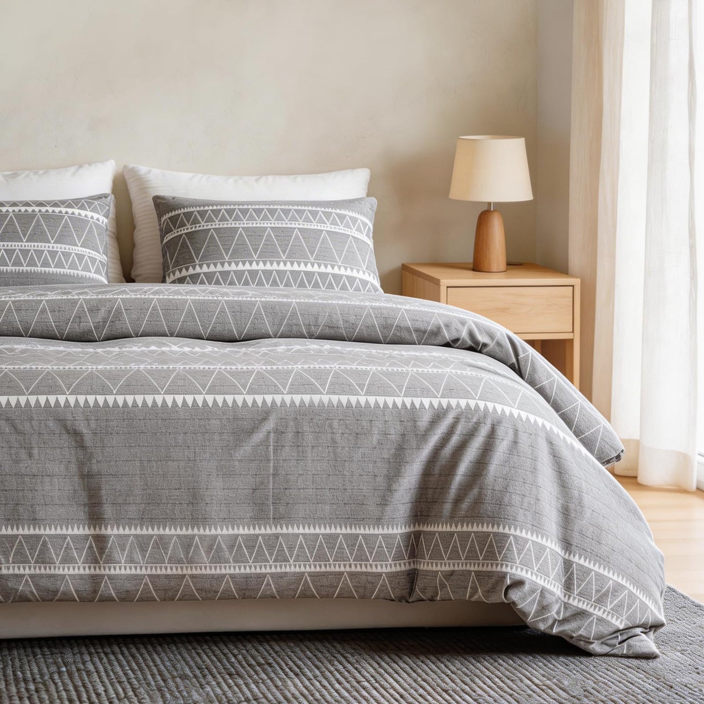 Lekesky Duvet Cover King Size, Grey Breathable Comforter Cover King Size 3pc Ultra Soft Brushed Bedding Duvet Cover Set with Zipper Ties (1 Duvet Cover 104x90 inches with 2 Pillow Cases)