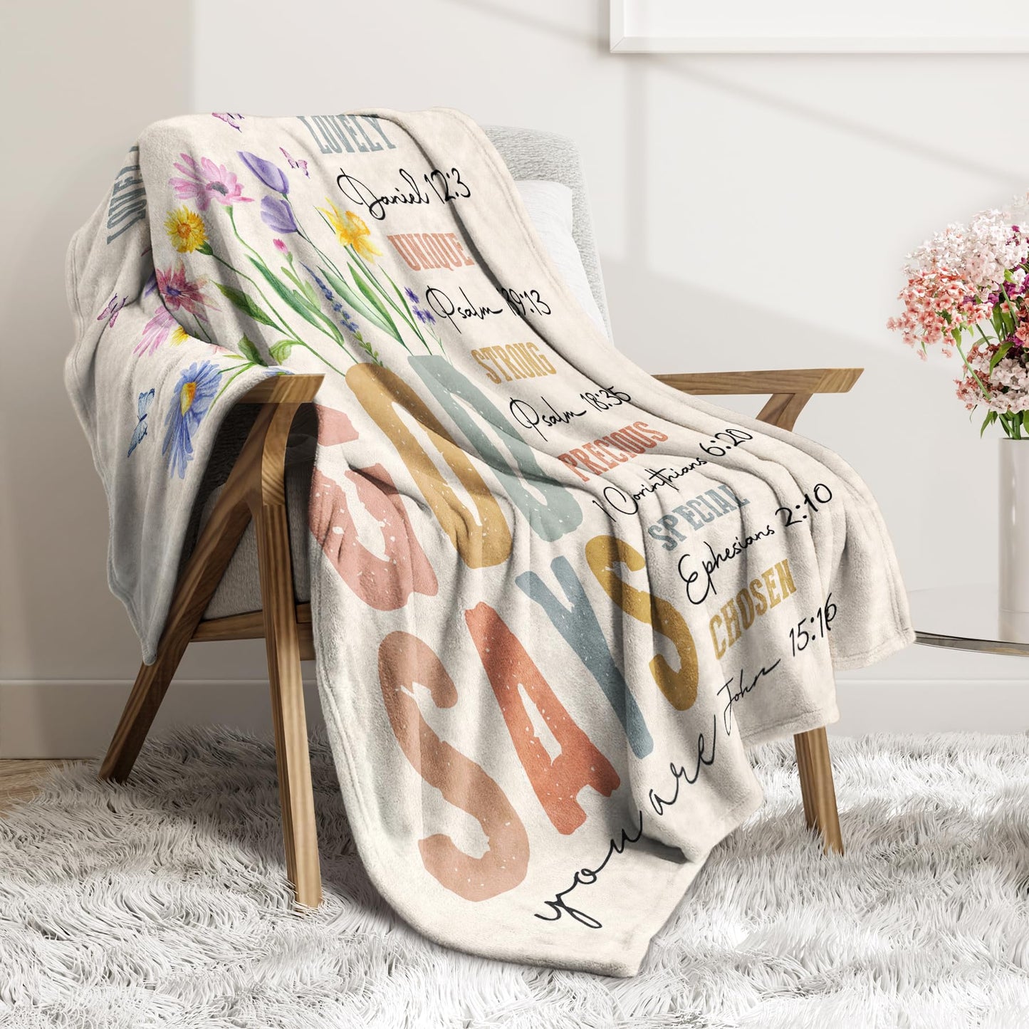 SteadStyle Christian Gifts for Women Birthday - Inspirational Floral Throw, Religious Birthday Gift for Women, Christian Blanket for Mom Sister Friend Girl, Baptism Confirmation Spiritual Gift for Her