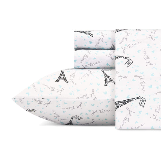 Betsey Johnson - Queen Bed Sheets, Soft & Lightweight Bedding, Fade & Wrinkle Resistant (Je T'Aime Paris, Queen)