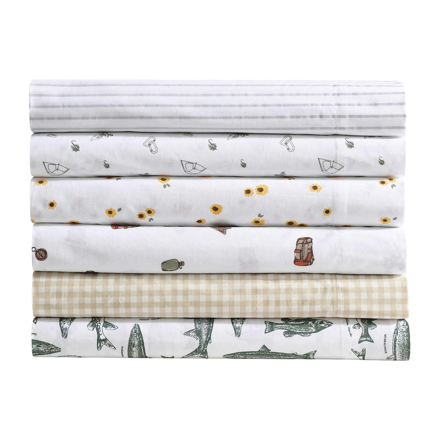Eddie Bauer - Twin Size Sheet Set, 100% Cotton Percale Bedding, Crisp & Breathable Bed Sheets with Pillowcase, Fully Elastic Fitted Sheet, Deep Pocket Fit (Arden Stripe Grey)