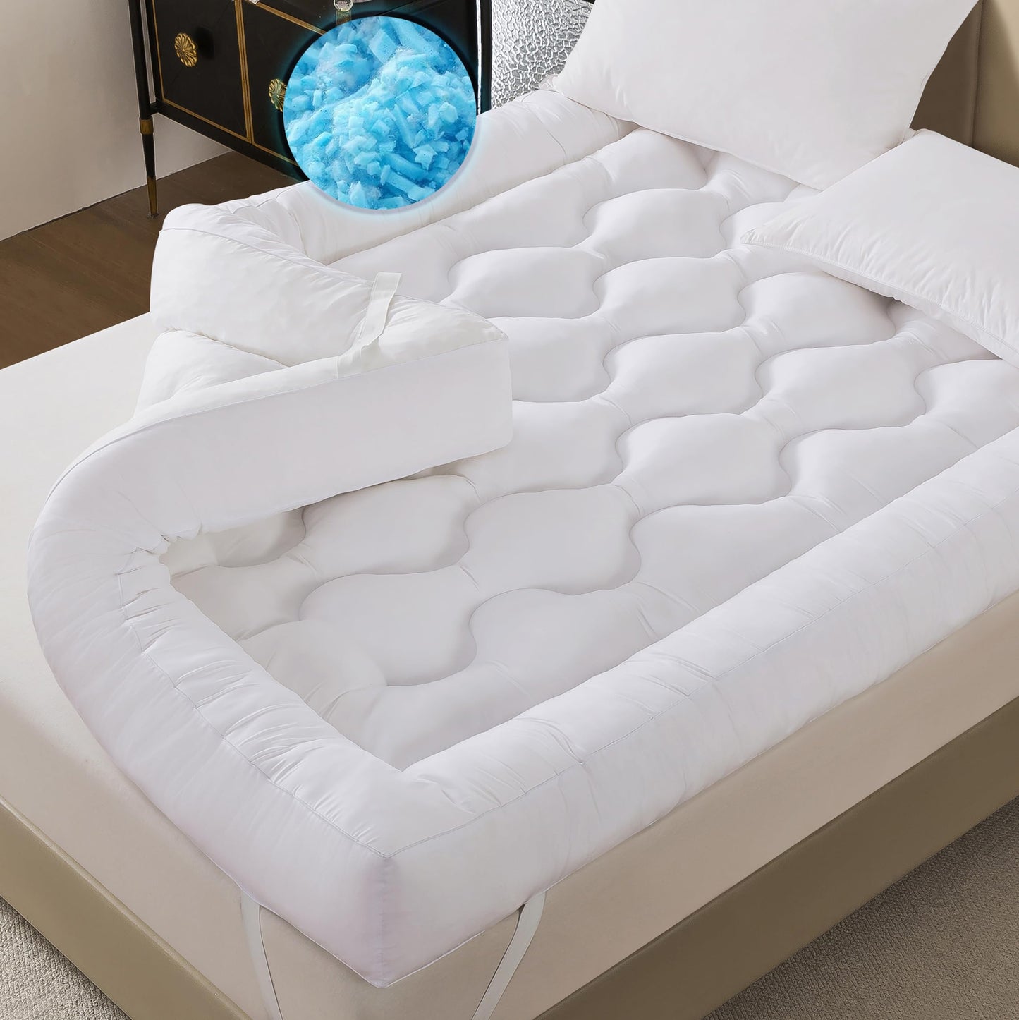 ELNIDO QUEEN® 5 Inch Memory Foam Mattress Topper Queen Size, Breathable Gel Memory Foam Bed Topper, 2000 GSM Fill, Soft Fluffy Supportive Pillow Top Mattress Pad for Back Pain Relief, 80x60x5 Inch