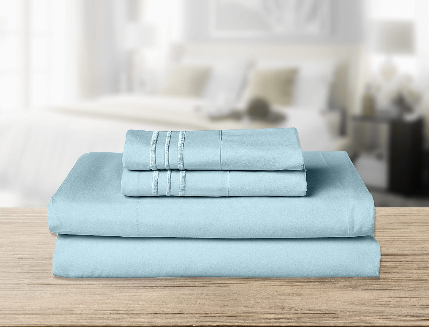 Elegant Comfort 4-Piece King- Smart Sheet Set! Luxury Soft 1500 Premier Hotel Quality Wrinkle and Fade Resistant with Side Storage Pockets on Fitted Sheet, King, Aqua Blue