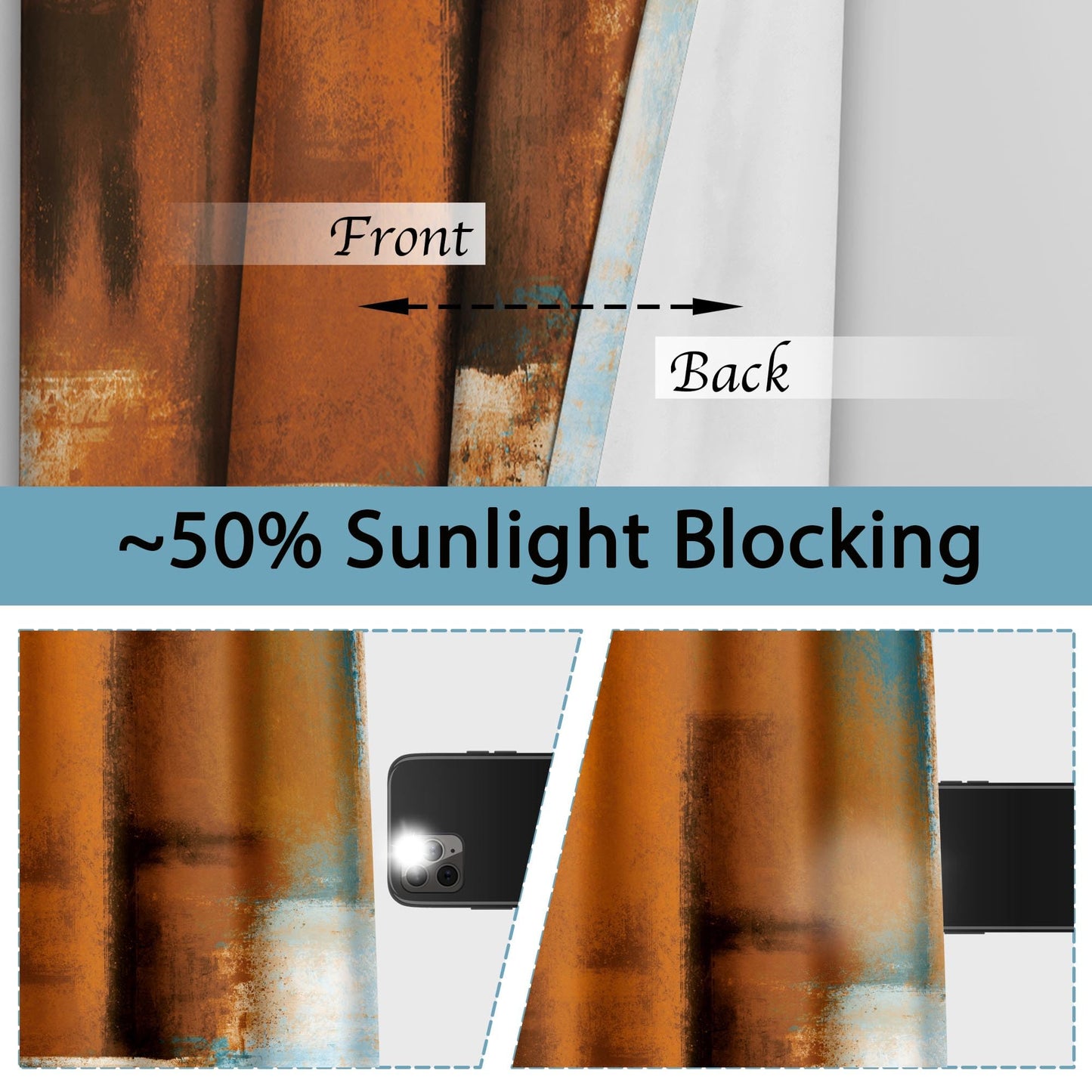 Asuexpect Rust Curtains 2 Panels Abstract Curtain Room Darkening Grommet Window Drapes Modern Decorative Window Treatments for Bedroom Living Room, 52x84 Inches