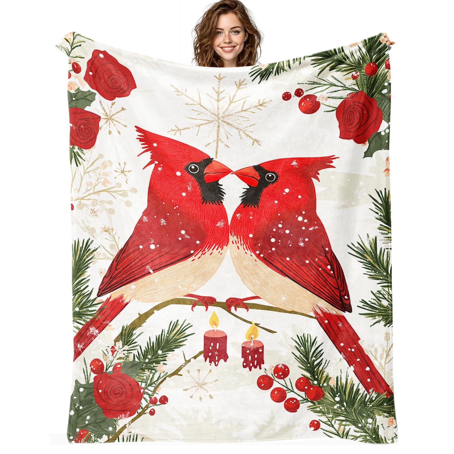 Cardinal Blanket Cardinal Fleece Throw Blanket Super Soft Fuzzy Plush Cozy Warm Cardinals Decor Stuffed Bedding Blankets Gift for Boys Girls Men Women Kids & Adult 50"x40"