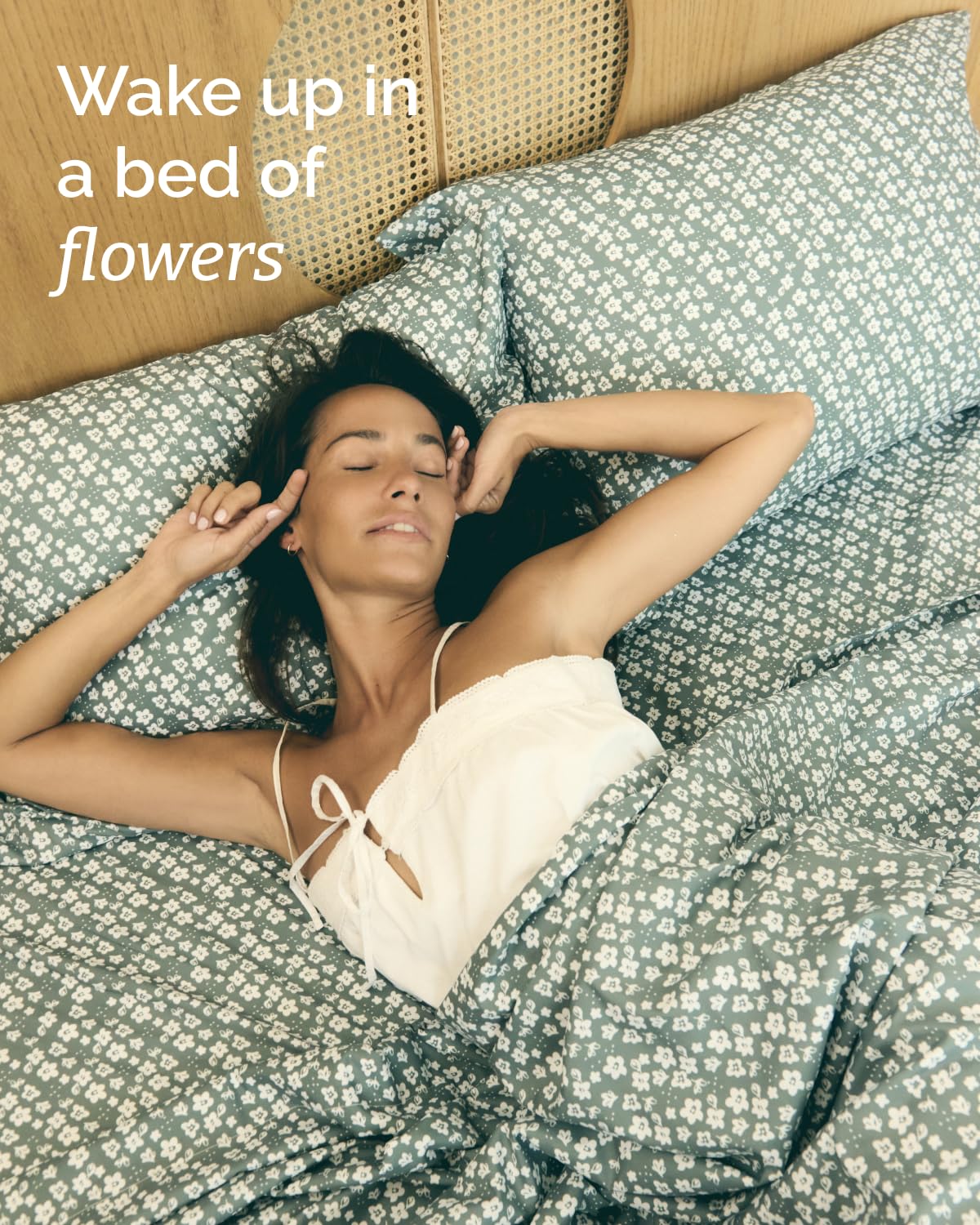 Floral Sheets - Green Floral Bed Sheet Set - 1 Flat, 1 Fitted & 2 Pillowcases w/ Deep Pockets - Comfy, Wrinkle & Fade-Free - Boho Botanical Bedding - Ultra-Soft, Breathable & Cooling - Full Size Set