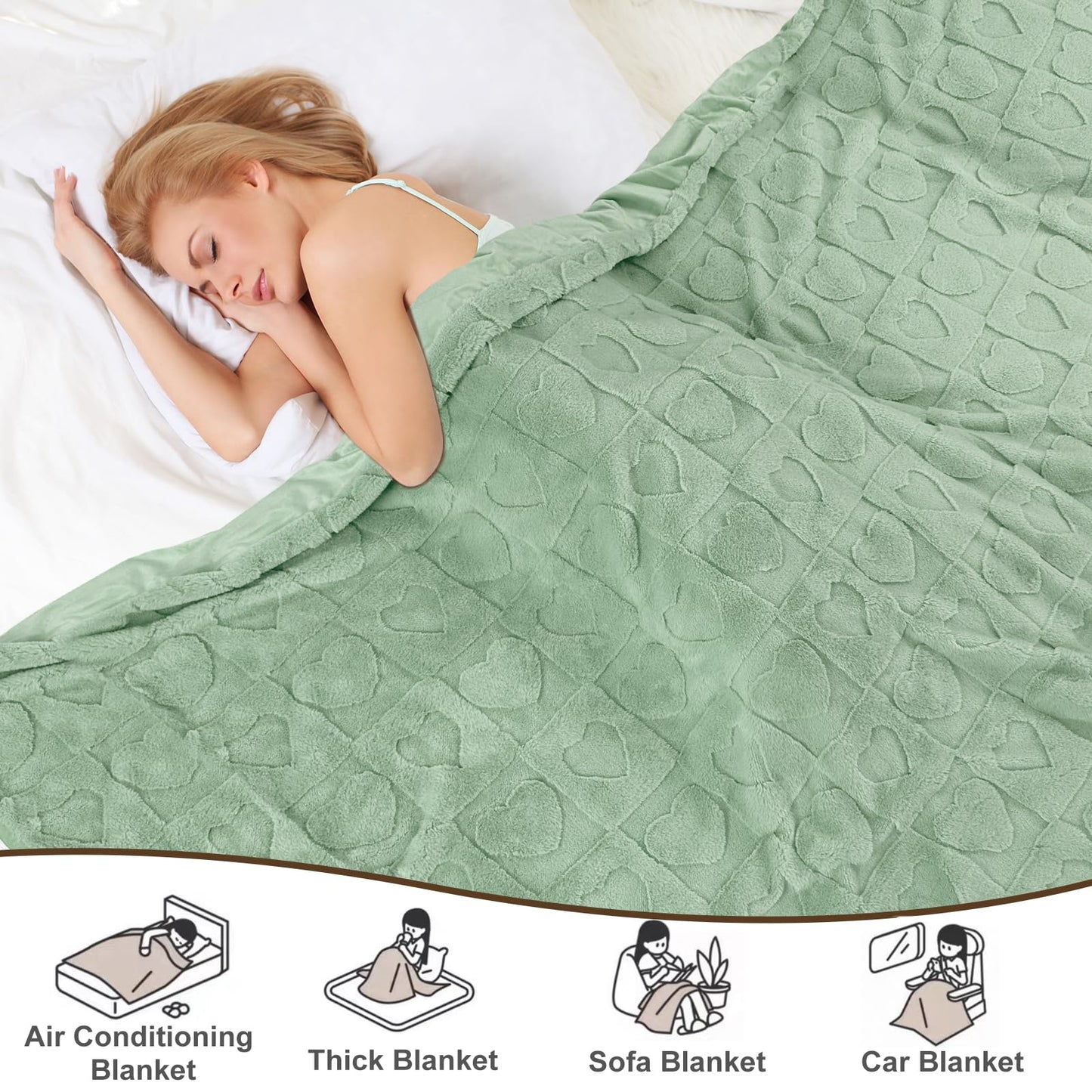 Bcareself Faux Fur Throw Blanket Ultra Soft Plush Fluffy Blanket for Couch, Bed, Sofa - Lightweight Yet Warm Winter Blanket for Women Men - Machine Washable Valentine Gifts 60x80 Inches Sage Green