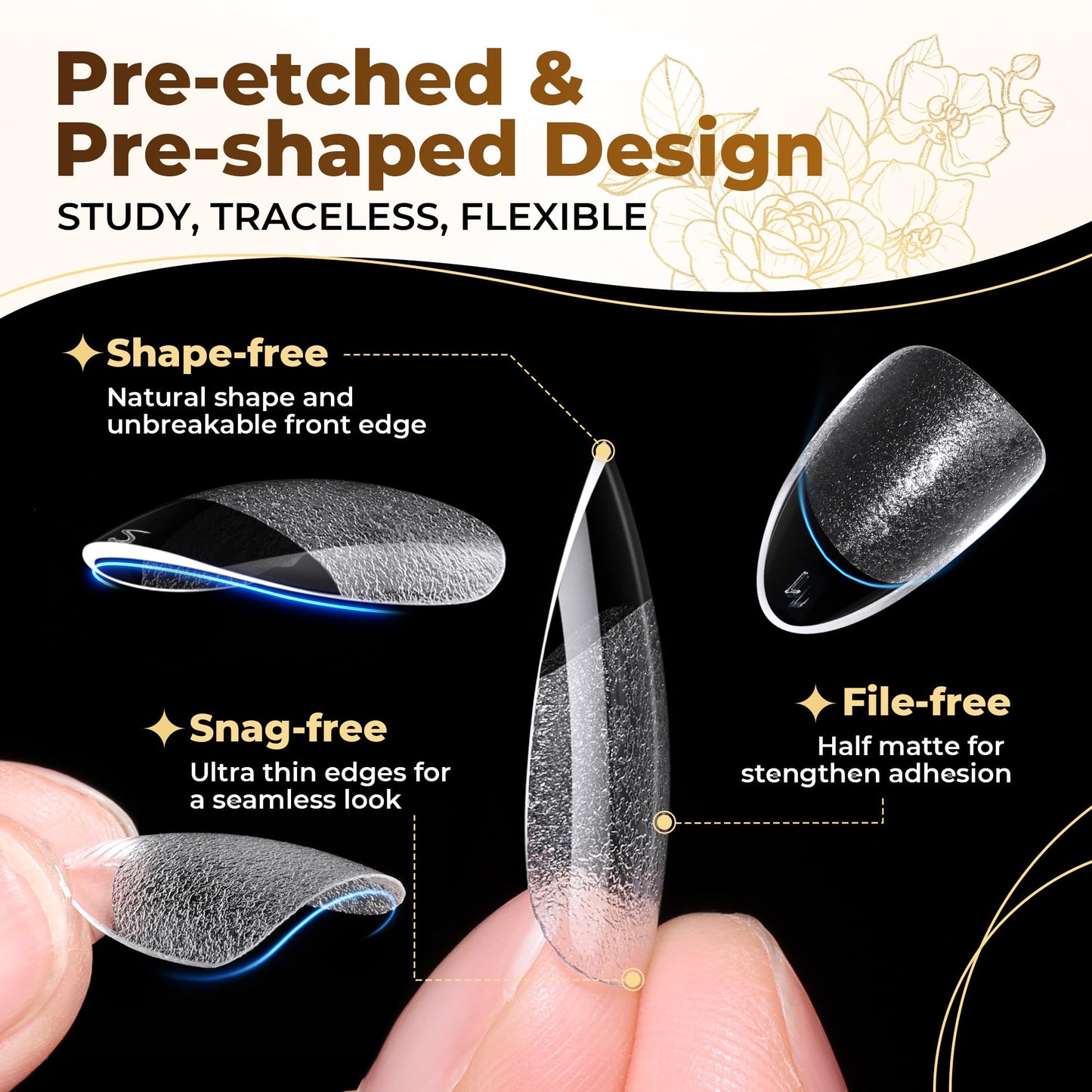 UNA GELLA Short Oval Almond Fake Nails 504pcs Press on Nails Pre-shape Short Almond Round Gel Nail Tips for Full Cover Acrylic False Nails For Nail Extension Home DIY Salon 12 Sizes False Gelly Tips