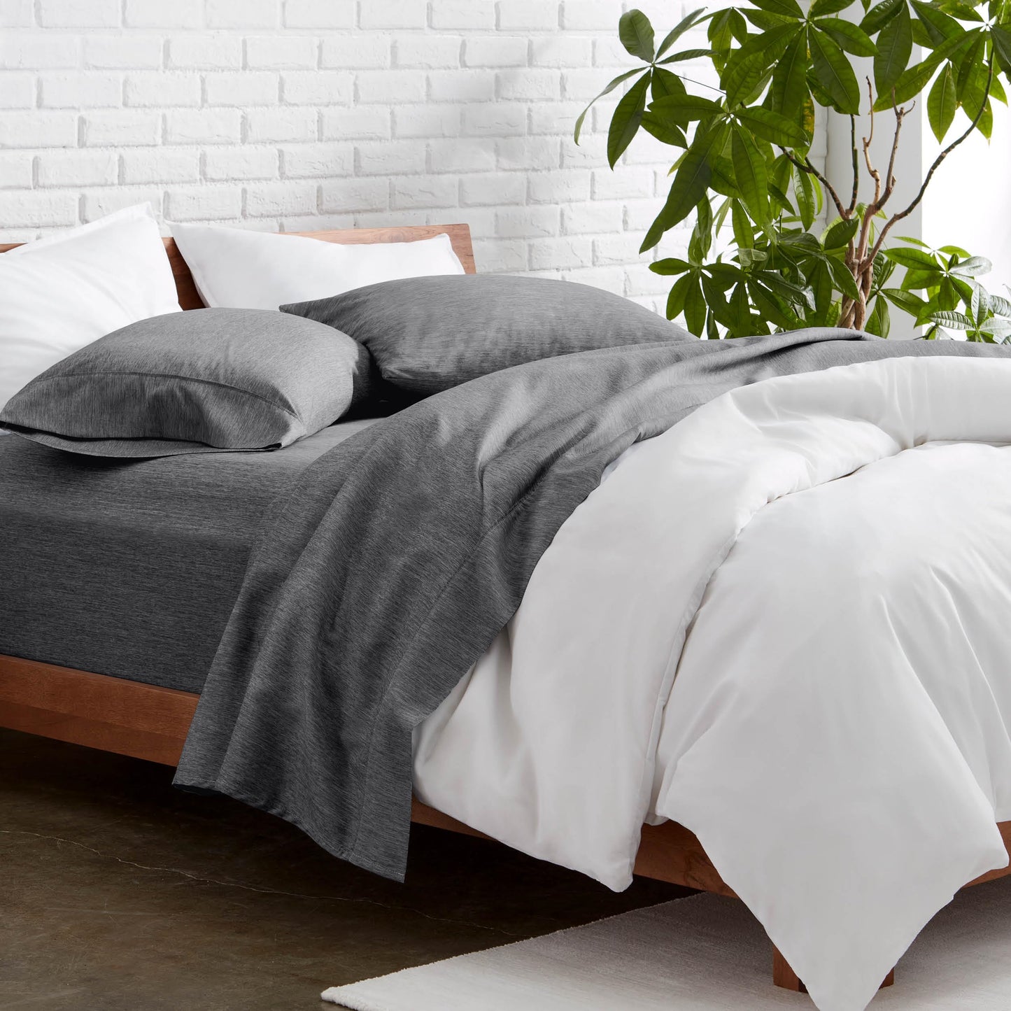 Bare Home Queen Sheet Set - Luxury 1800 Ultra-Soft Microfiber Double Brushed - Deep Pockets - Easy Fit - 4 Piece Set - Bedding Sheets & Pillowcases (Queen, Heathered Grey)
