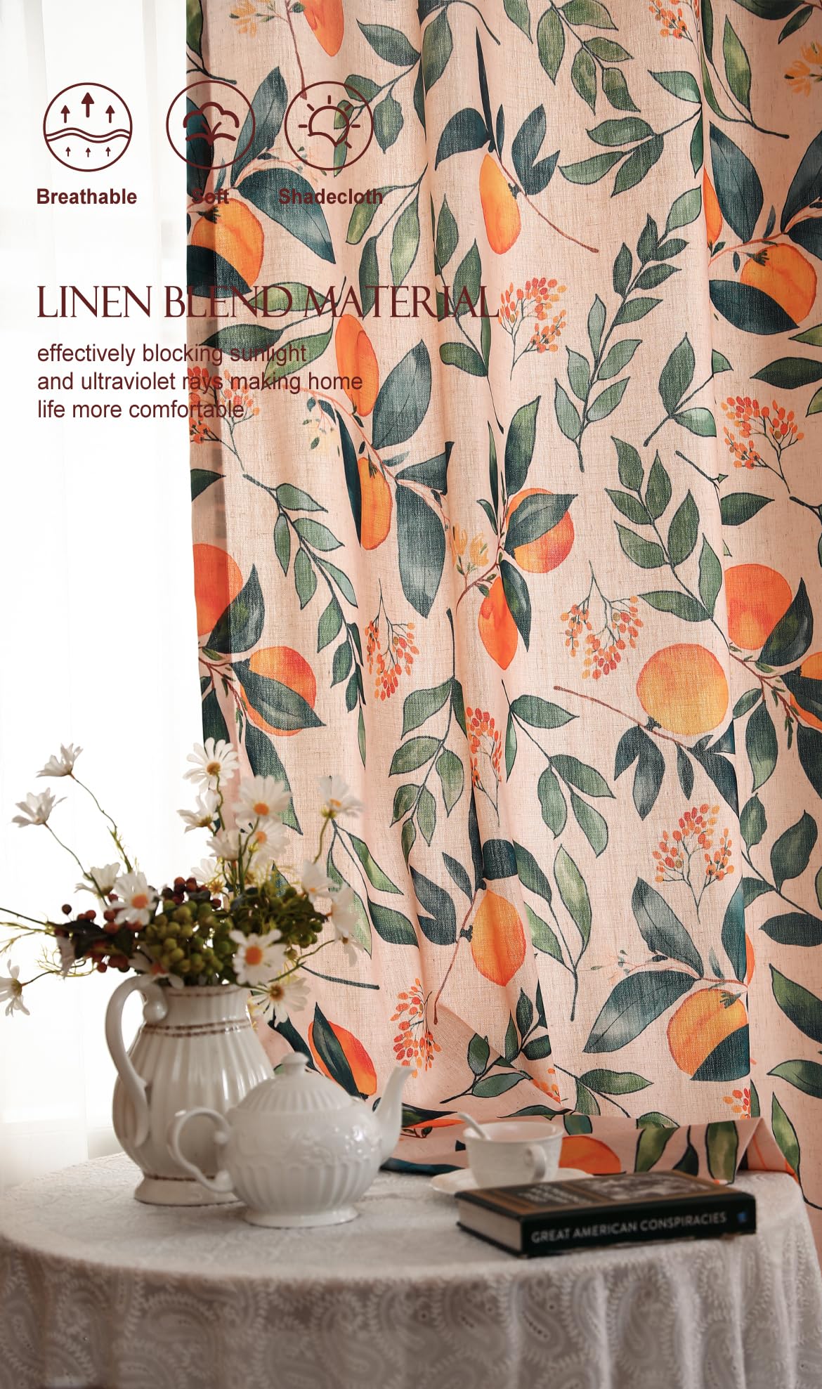 patdrea Designer French Linen Curtains Set of 2 Panels,53"x94"-Palladin