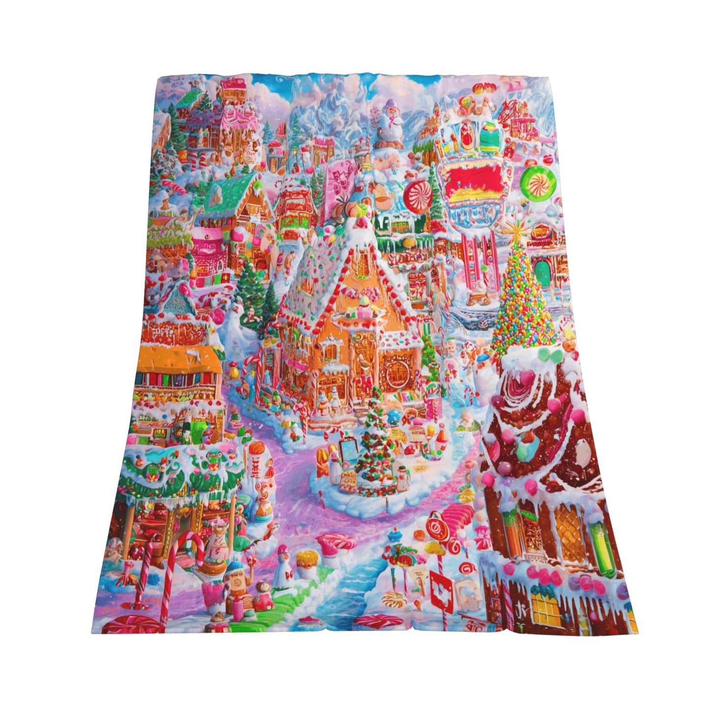 Colorful Candy House Flannel Throw Blanket Soft Cozy Blanket for Living Room Couch Sofa Bed 50 x 60 Inches