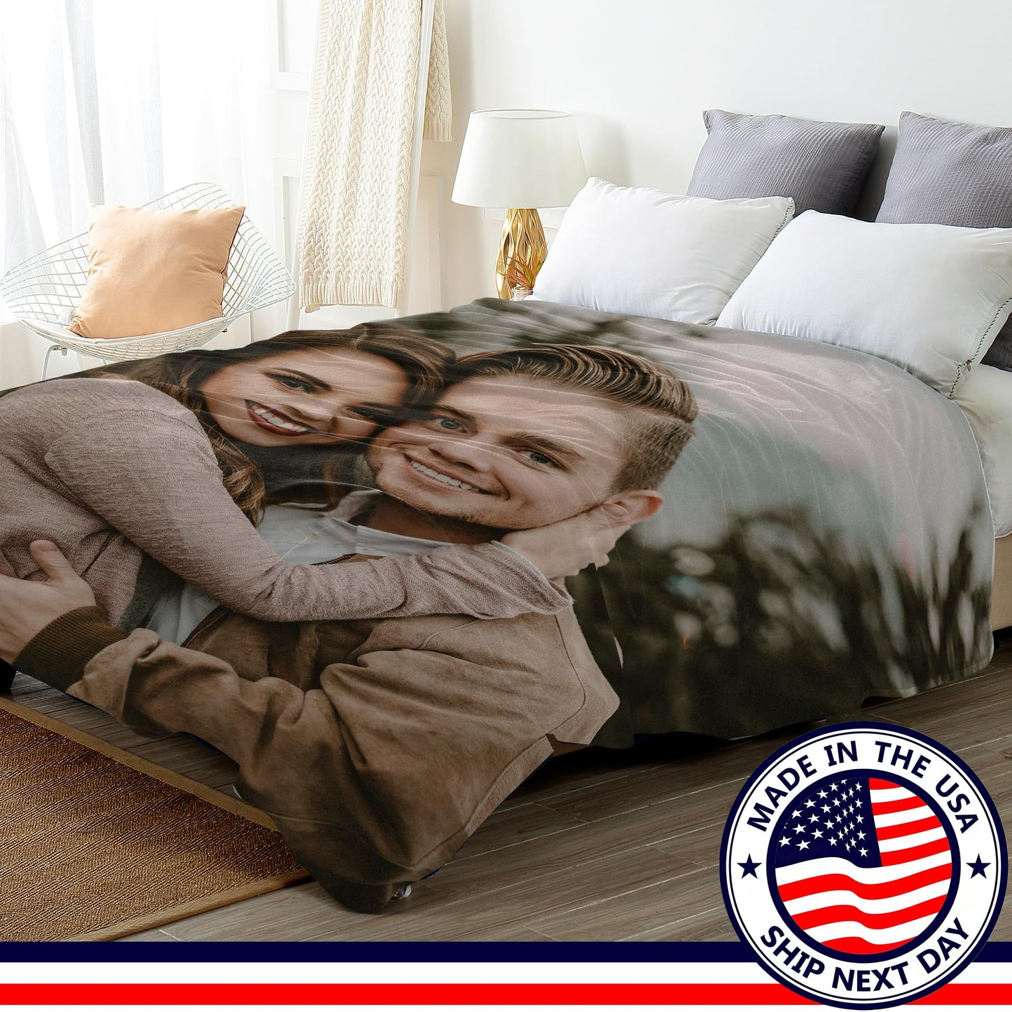 Ship Next Day Custom Blanket with Picture Customized Photo Blankets Customize Customizable Blanket Personalized Valentines Day Funny Gifts for Him Her Couple Girlfriend Boyfriend Mom Dad Wife Husband