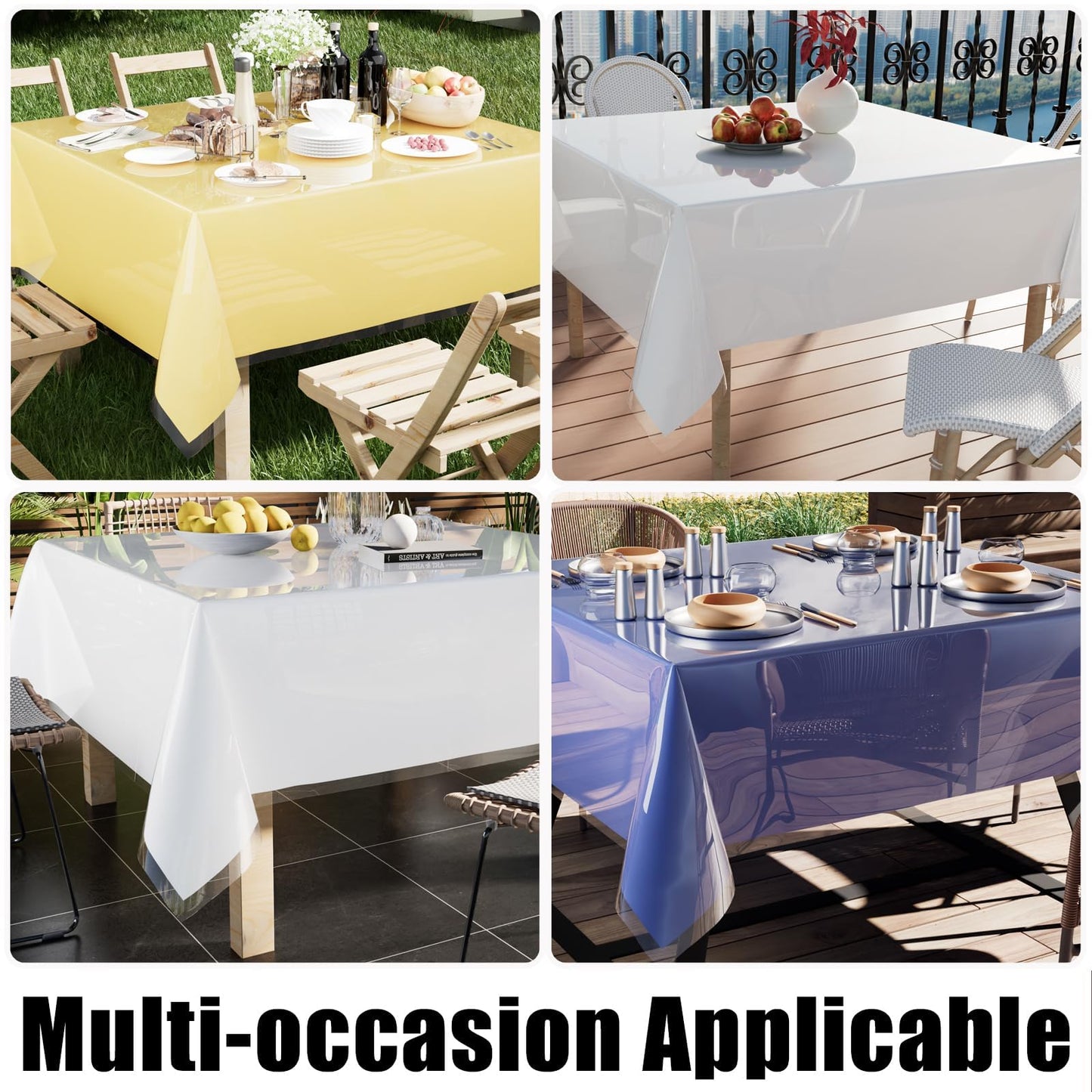 Smiry Rectangle Table Cloth 70x90 Inch, Waterproof Wipeable Vinyl Tablecloths Protector, Oil Spill Proof Plastic Table Cover for Dining, Picnic, Camping, Outdoor, Clear