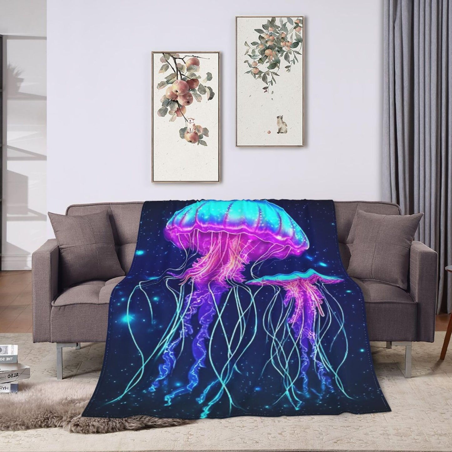 Jellyfish Blanket Jellyfish Fleece Throw Blanket Super Soft Fuzzy Plush Cozy Warm Jellyfishes Decor Stuffed Bedding Blankets Gift for Boys Girls Men Women Kids & Adult 50"x40"