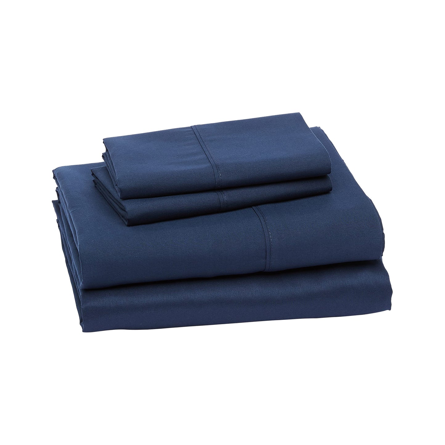Amazon Basics Lightweight Super Soft Easy Care Breathable Microfiber 4 Piece Bed Sheets Set with 14-Inch Deep Pockets, Full, Navy Blue, Solid