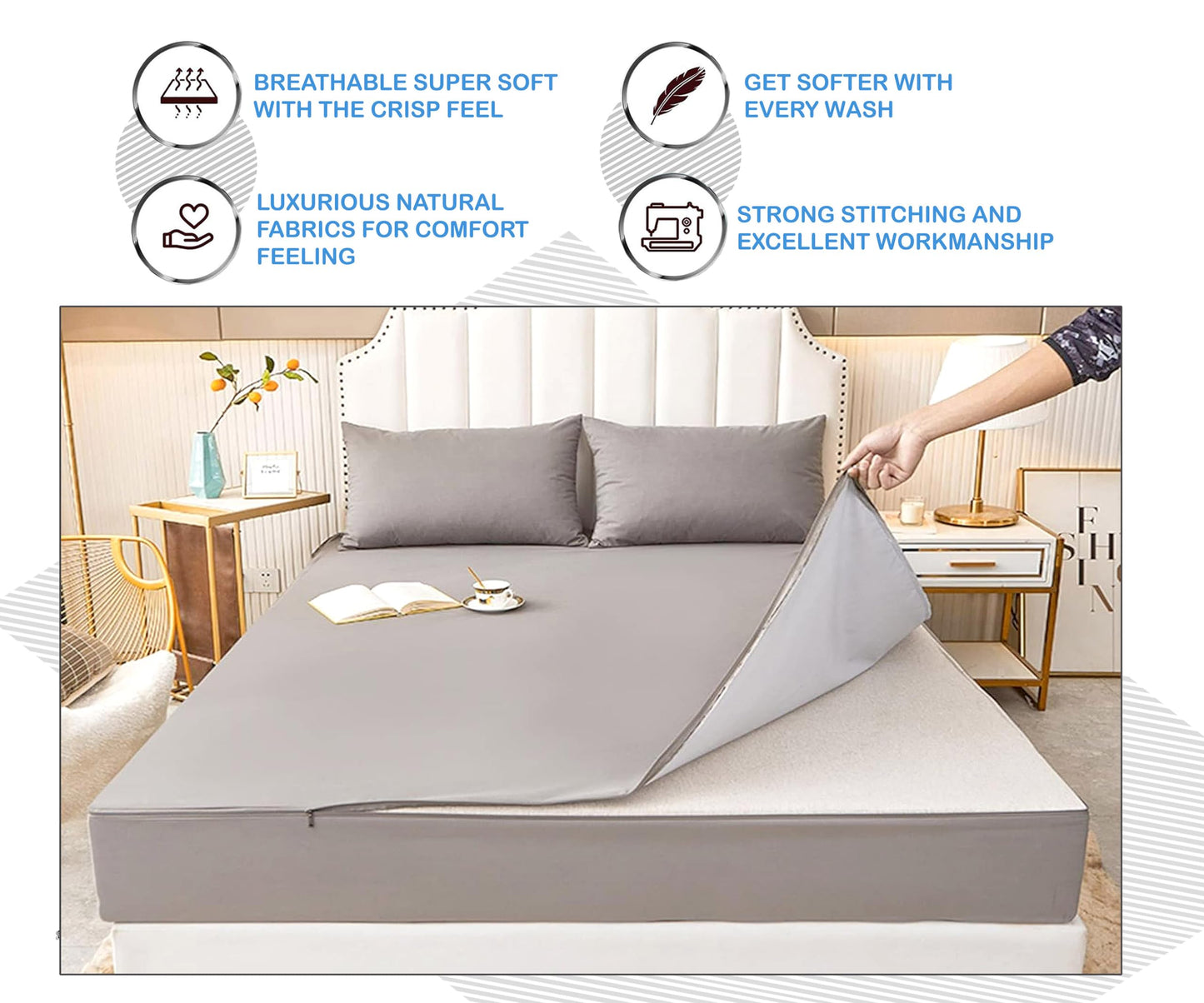 Zip On Sheets Full XL Size Zipper Sheets - Includes 1 Fitted Base + 2 Zip On Sheet - Upto 16” Inch Deep Pockets - Easy to Use, Won’t Pop Off - Soft Microfiber Full XL Size 54X80 - Teal