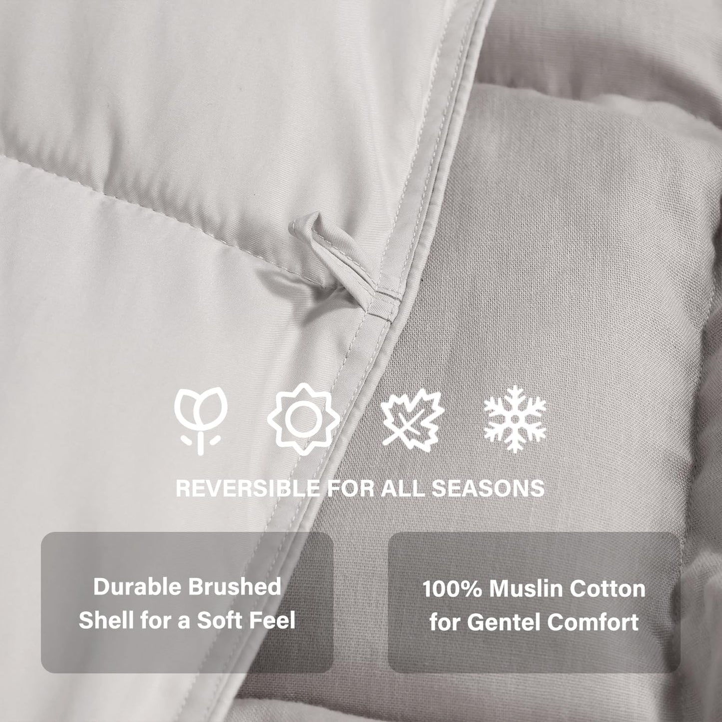 zzlamb Muslin Toddler Down Comforter Baby Down Blanket, Lightweight Crib Quilt All Season Duvet Insert, Soft & Breathable 100% Cotton Muslin for One Side Machine Washable, Misty Grey 41x48in
