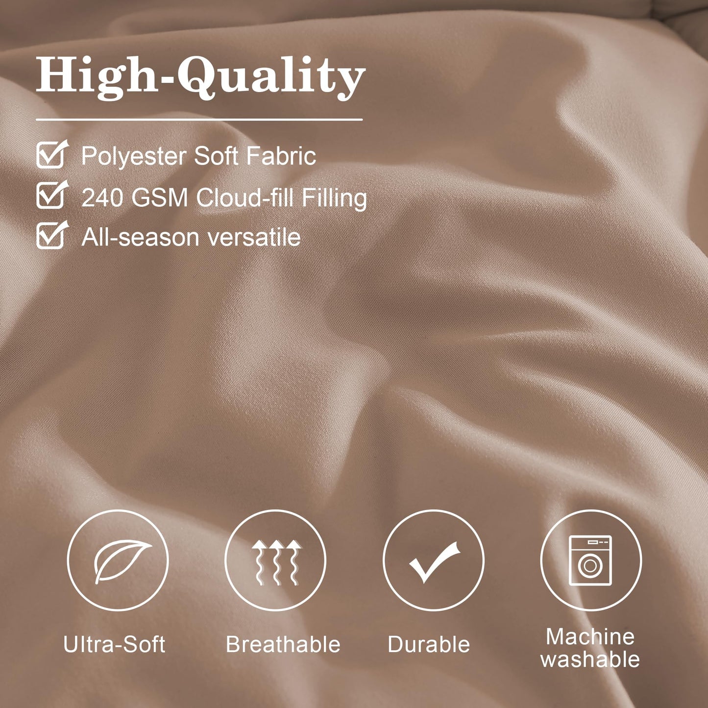 Monbix Queen Comforter Set - 7 Pieces Rust Pink Bed in a Bag Queen Bedding Sets with Comforters, All Seasons Comforter Bed Set with Sheets,Pillowcases & Shams