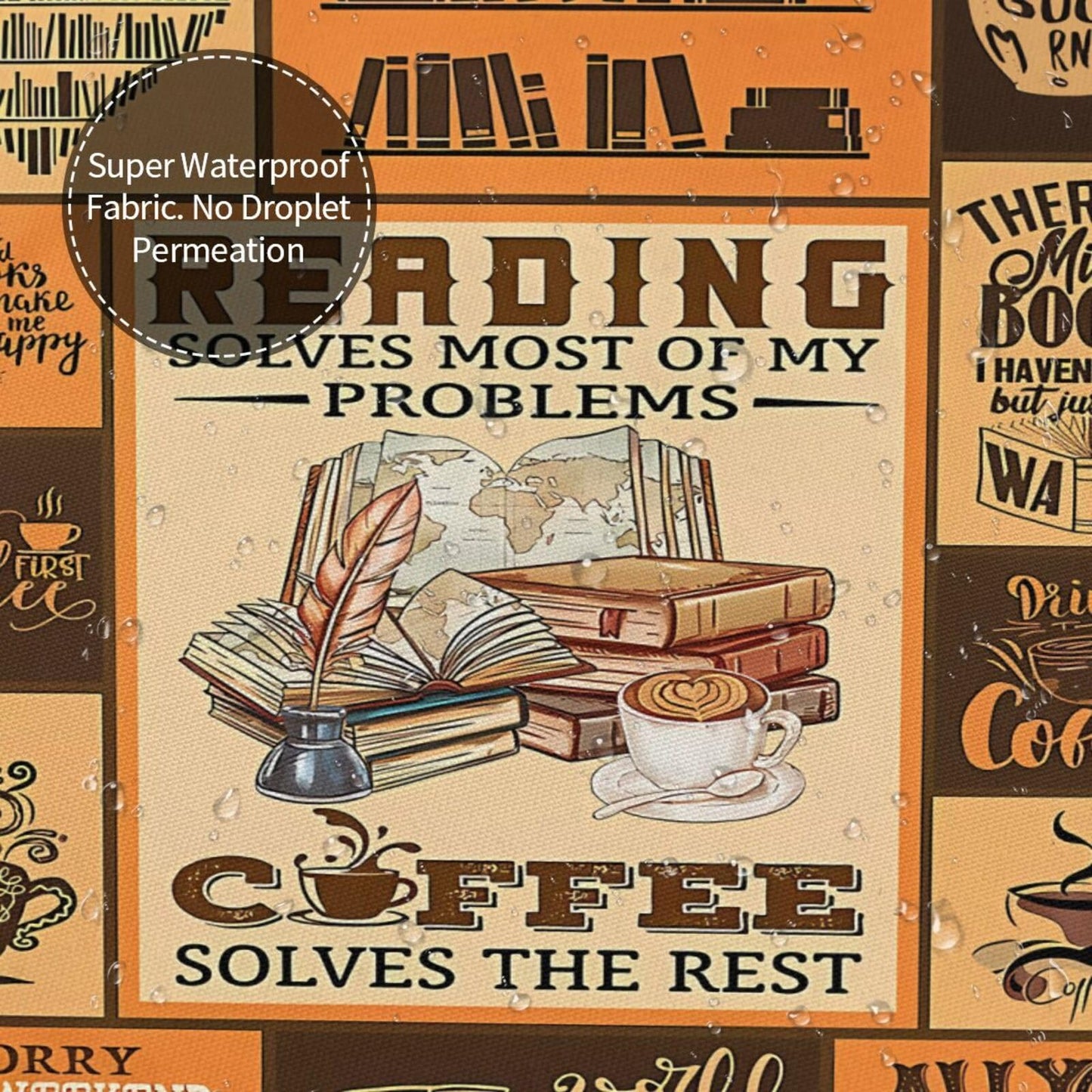 noasqll Reading Solves Most of My Problems Coffee The Restof You Shower Curtain 60 X 72 Inch Waterproof Shower Curtain Set Bathroom Curtain Decor with 12 Hooks