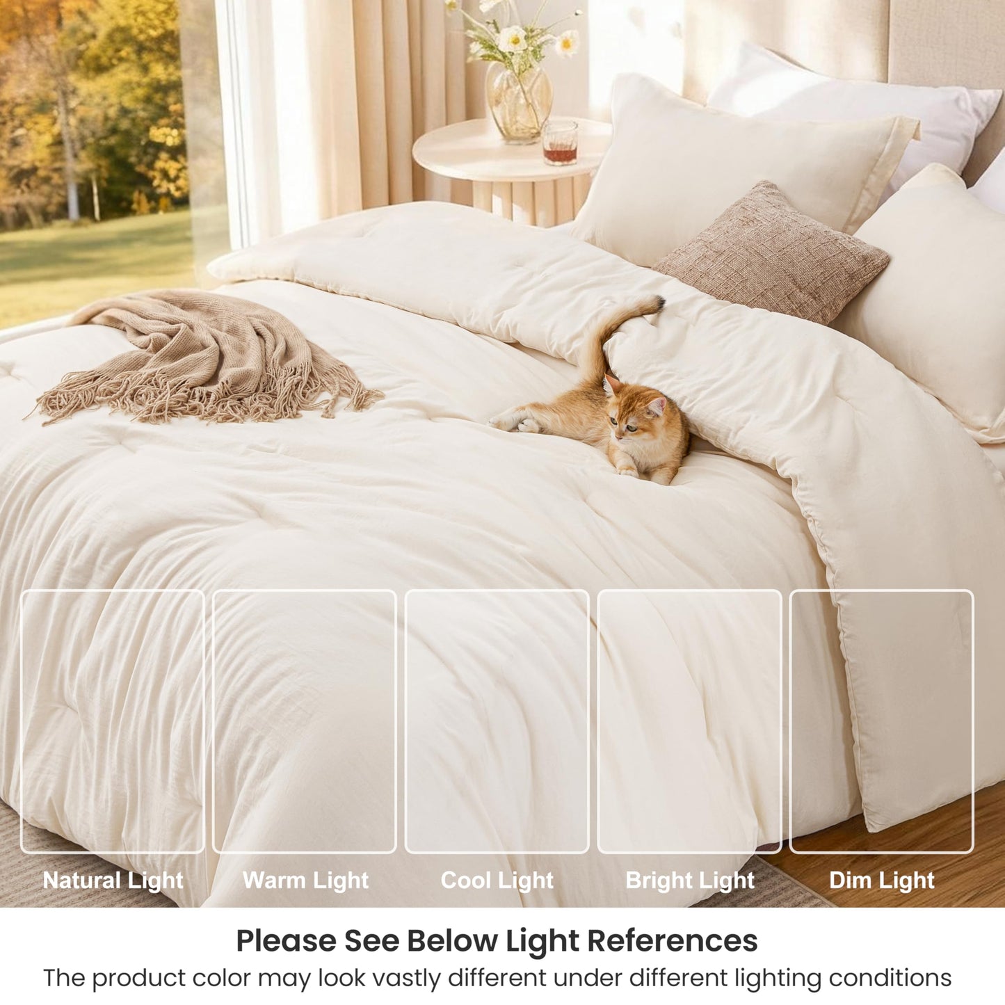 Love's cabin Beige Twin/Twin XL Comforter Set, 2-Piece Prewashed Bed Set with 1 Comforter (66 x 90 in) & 1 Pillowcase, Lightweight & Breathable for All Seasons