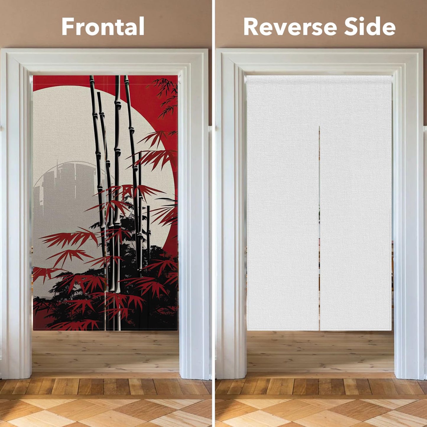 Leowefowa Traditional Japanese Noren Curtain Doorway Long Style Door Tapestry Window Treatment Japanese Kitchen Door Curtains Red Blossom Printed Panel Hanging Room Divider Home Decor, 33.5"x 70.9"