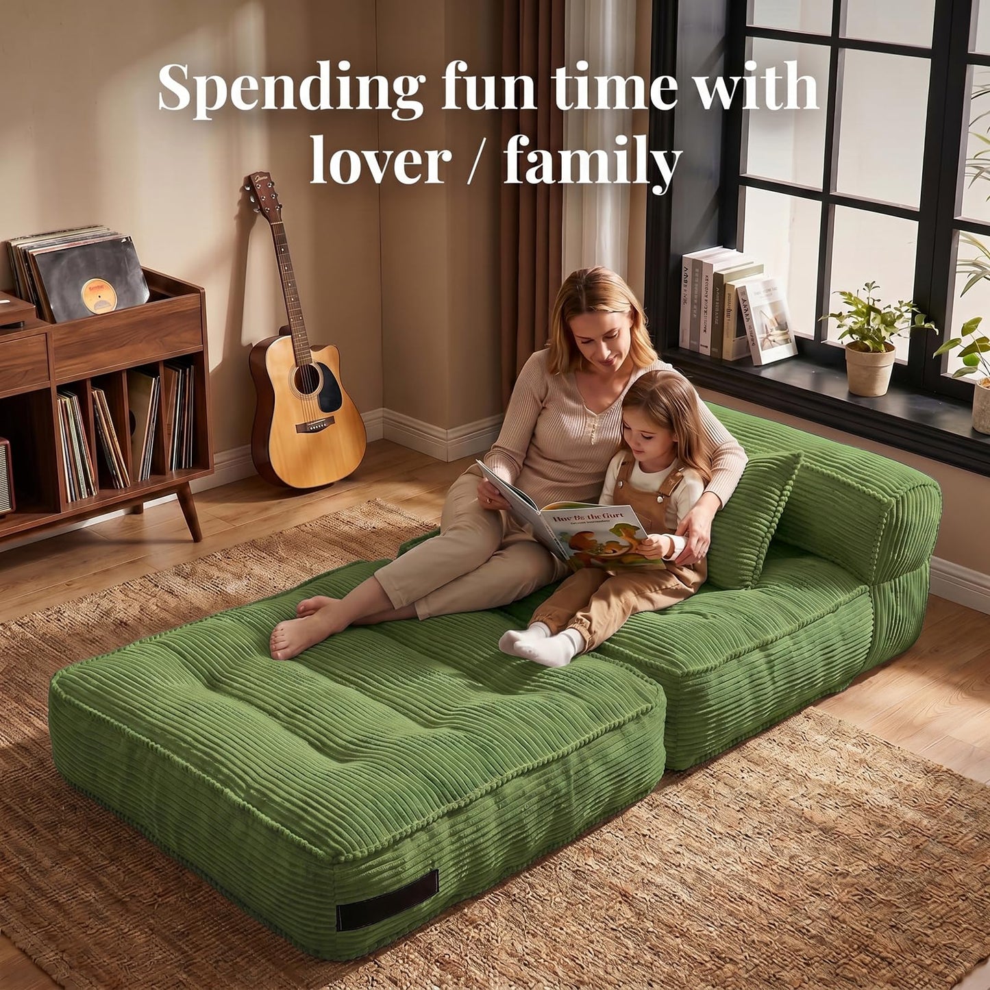 ORWIPO Folding Sofa Bed, Convertible Sleeper Chair with Pillow Foldable Mattress with Back Support, Portable Fold Out Chair Bed Comfy Floor Couch Lounge for Living Room Bedroom Apartment Single