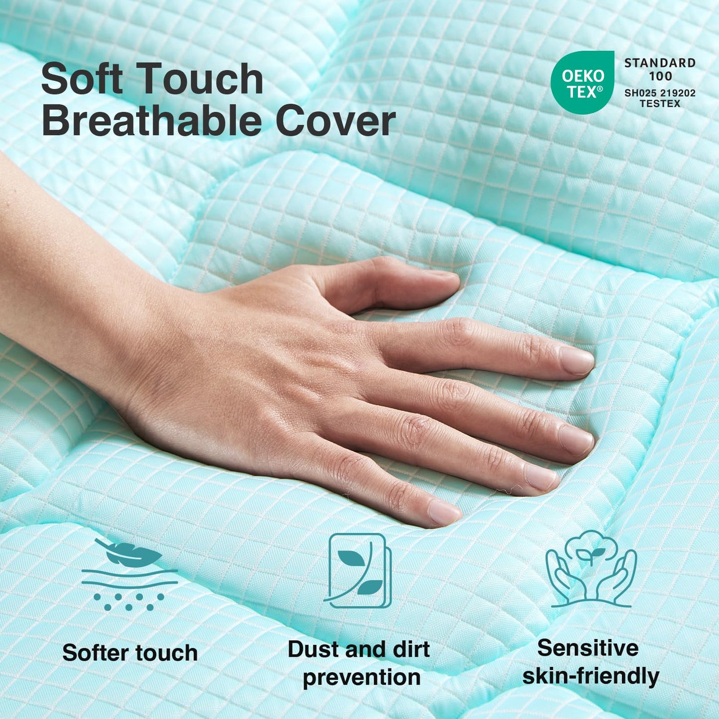 Novilla 3 Inch Dual Layer Memory Foam Mattress Topper, 2 Inch Gel Memory Foam and 1 Inch Cooling Down-Alternative Mattress Pad Cover for Back Pain, Breathable & Certi-Safe, King