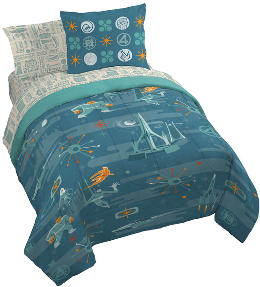 Jay Franco Kids Bed Set, Blue, The Fantastic Four, 7 Piece Queen